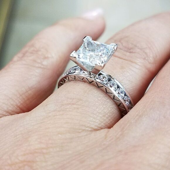 2ct princess cut 14k White Gold Engagement Ring